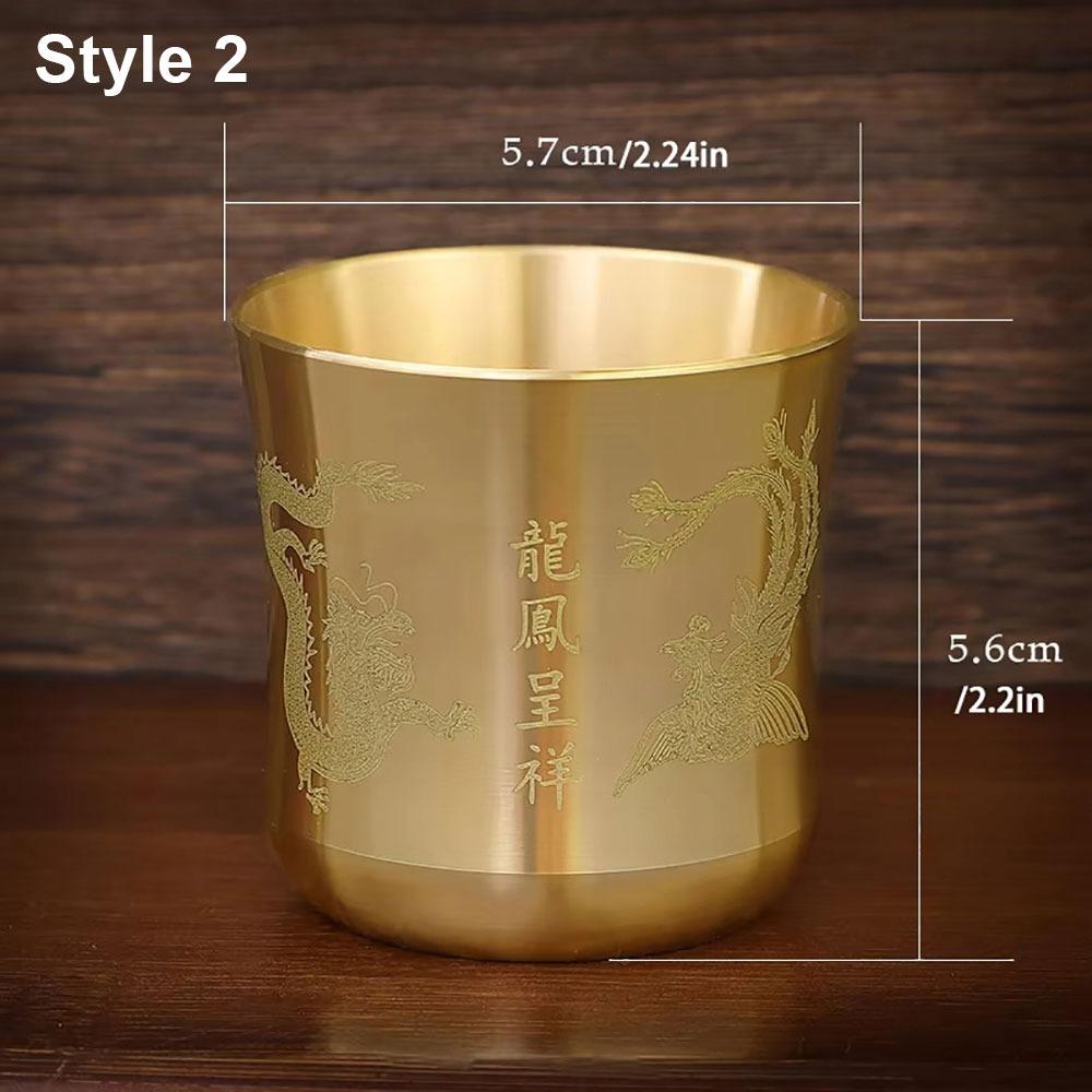 1Pcs 6cm Brass Tea Cup Auspicious Baifu Cup New Tea Mug Cornucopia  Desktop Ornament