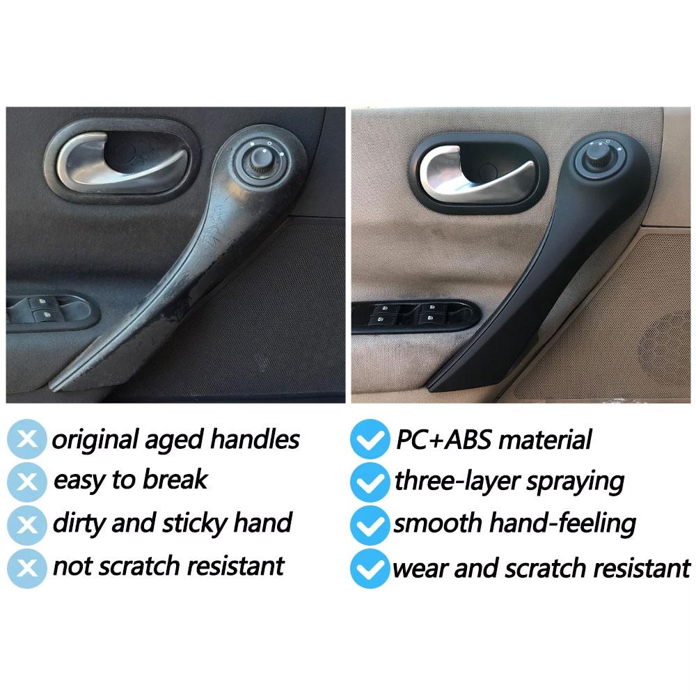 2PCS Car Inner Door Left Right Pull Grab Inner Handle Outer Cover For Renault Megane 2 MK2 X84 2002-2008 8200297158 8200297171