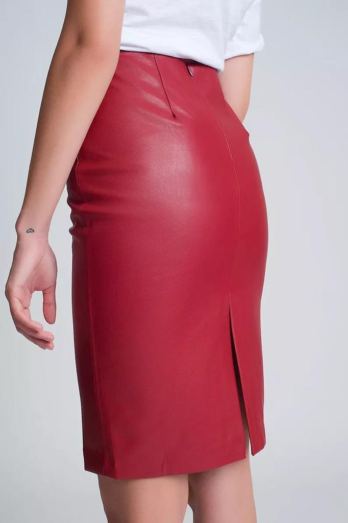 Stylish RED Women's Skirt Real Soft Lambskin Leather Handmade Party Formal Wear