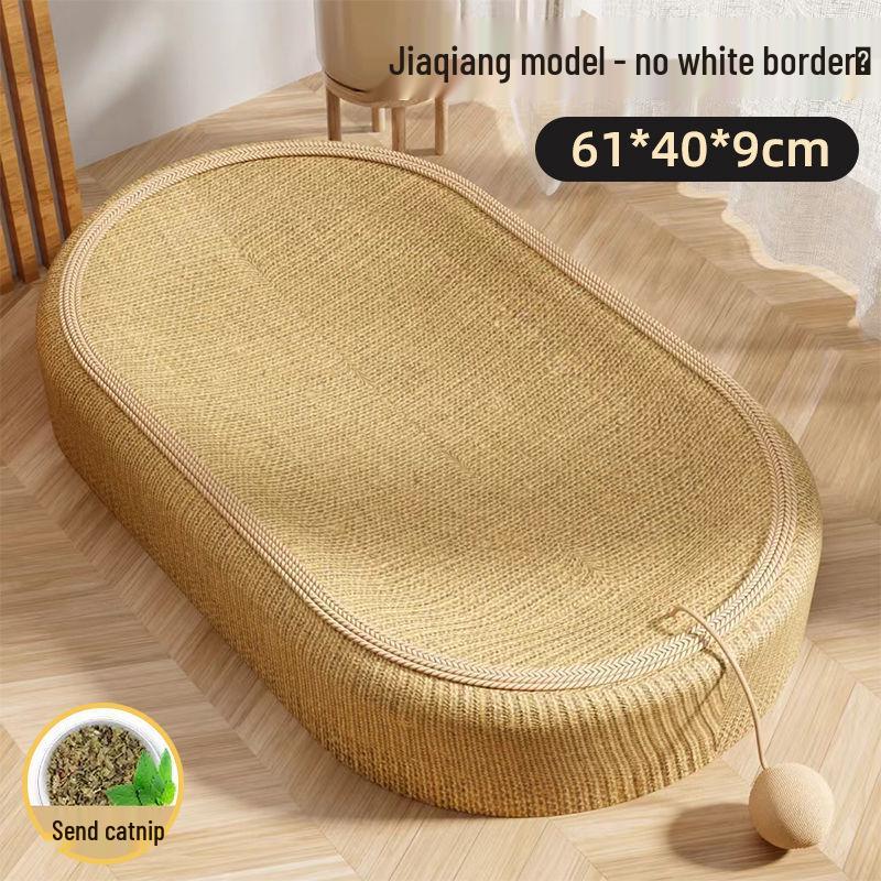 Extra Large Durable Rattan Cat Bed & Scratching Board - Wear-Resistant, Non-Shedding, All-Season Sisal Claw Board. Default