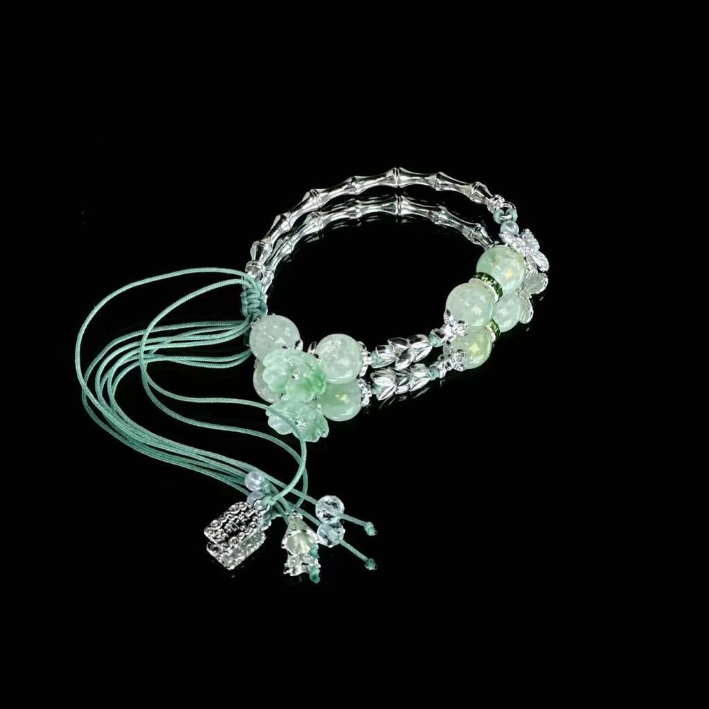 Trendy Summer 2024 Green Beaded Butterfly Bracelet Unique New Chinese Style Jewelry