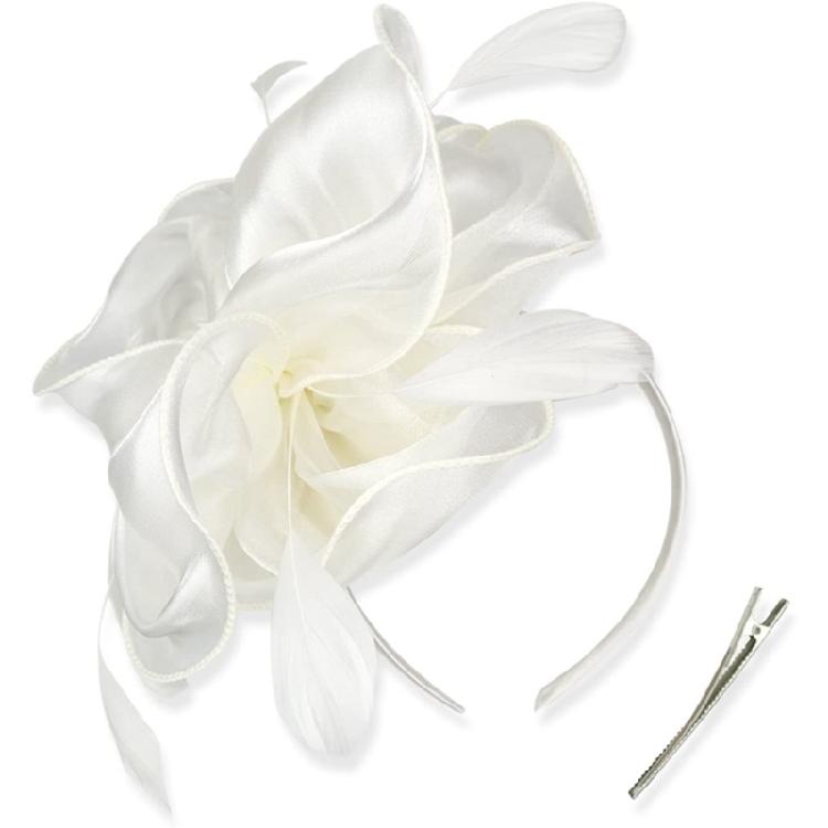 Elegant Feather Organza Fascinator Hair Hoop Church Dress Up Wedding Headpiece