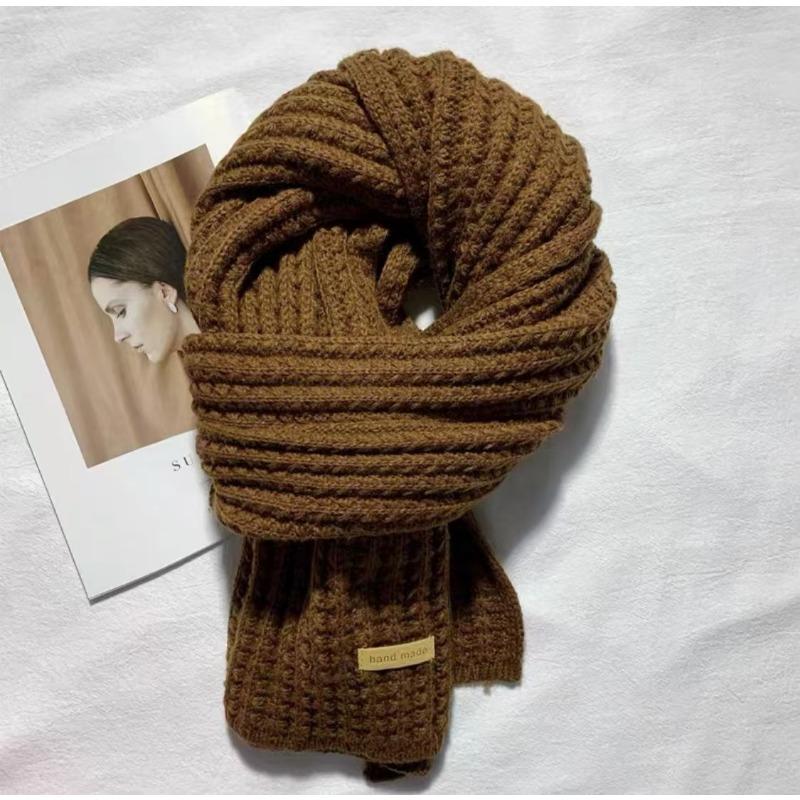 Vinter Enfärgad Stickad Halsduk Förtjockad Ullhalsduk Kvinnor Student Par Koreansk Mode All-match