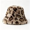 Zeyu New Fashion Leopard Print Cashmere Bucket Hat Women Winter Thick Warm Plush Fisherman Cap Casual Outdoor Party Travel Daily