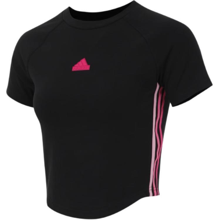(WMNS) adidas Dance Crop T-Shirt Asia Sizing Black Pink Women s JJ1114 S