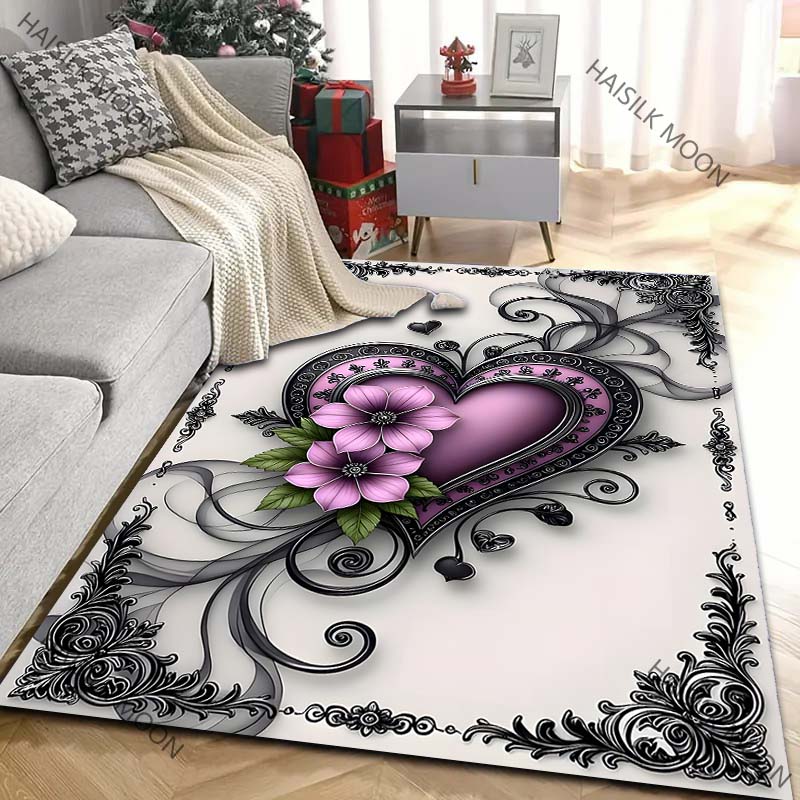 6 Styles Gothic Romantic Style Heart Art Printed Carpet for LivingRoom Bedroom Sofa Home Decor Non-slip Floor Mat Wonderful Gift