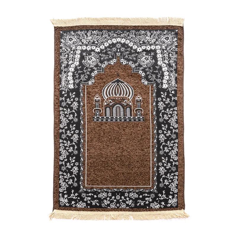 Women Men Muslim Prayer Rug Worship Kneel Printed Floor Mat Protable Travel Prayer Rugs Ramadan Gift Soft Islamic Prayer Rug