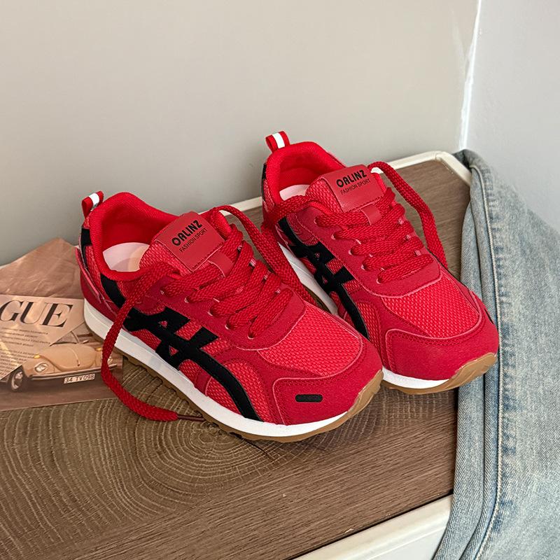 Retro Color Matching Platform German Training Shoes Ballet 2025 New Mesh Breathable Comfortable Light Casual Forrest Gump Shoes