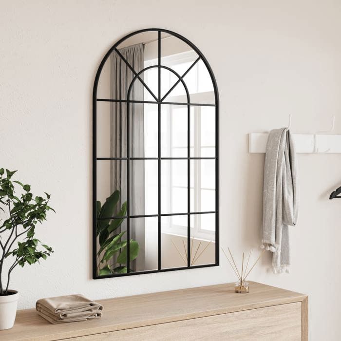 VidaXL Miroir mural noir 60x100 cm arche fer 358627