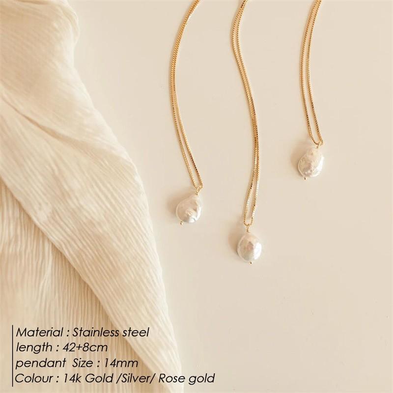 Stainless Steel Irregular Pearl Necklace: Retro Clavicle Chain with Versatile, Chic Design