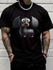 Cute Cartoon Black Dachshund Pet Animal Graphic Unisexs Cotton Crew Neck Tee Short Sleeve Loose Casual Daily Street Male Wear Top