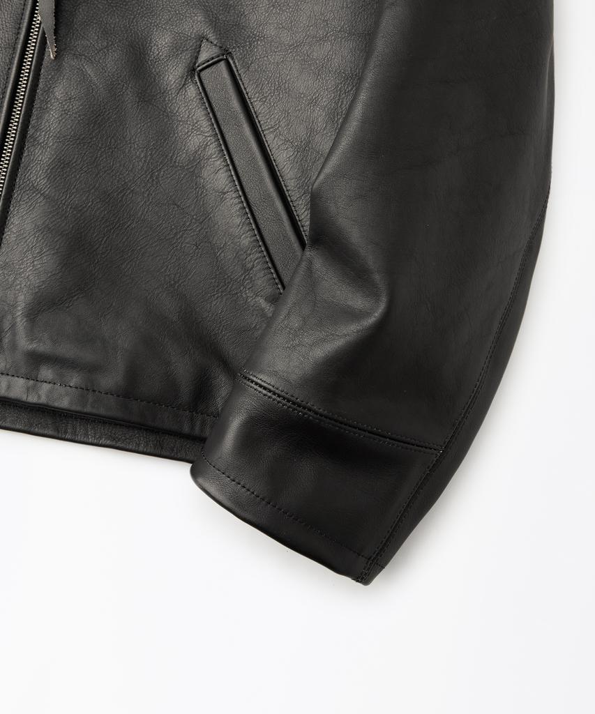 Outstanding Tea-Core Leather Sports Jacket_Black