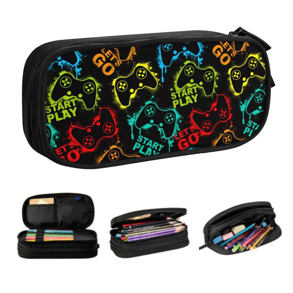 Custom Korean Game Controller Pencil Case for Girls Boys Gamer Gift Large Storage Pen Box Bag Stationery