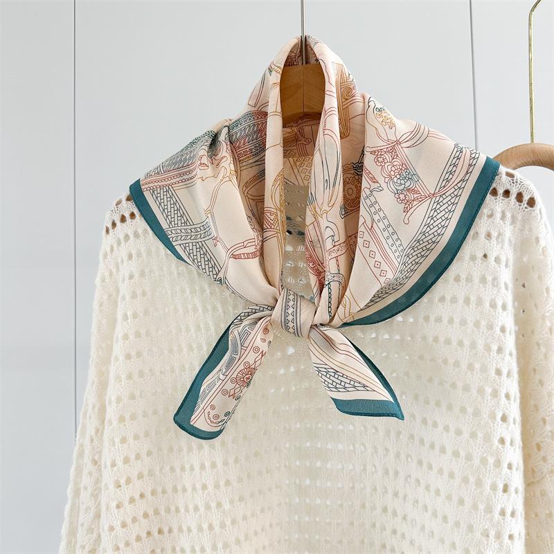 Summer cool double crepe silk scarf 61 square scarf 111 mulberry silk simple air conditioner neck scarf shawl