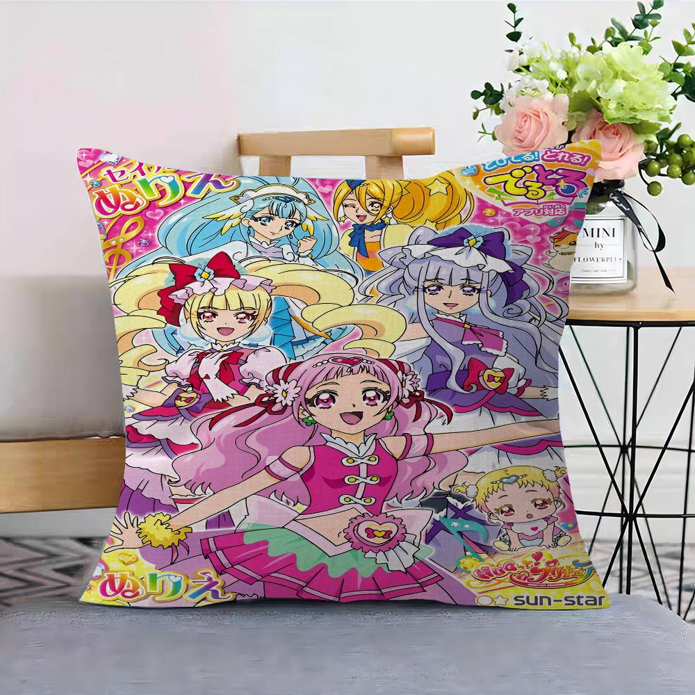 Precure Anime Pillow Covers Cartoon Sofa Decorative Home Double-sided Printing Short Plush Cute Cushion Cover
