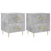 VidaXL Tables de chevet 2pcs gris béton 40x35x47,5cm bois d’ingénierie 827285