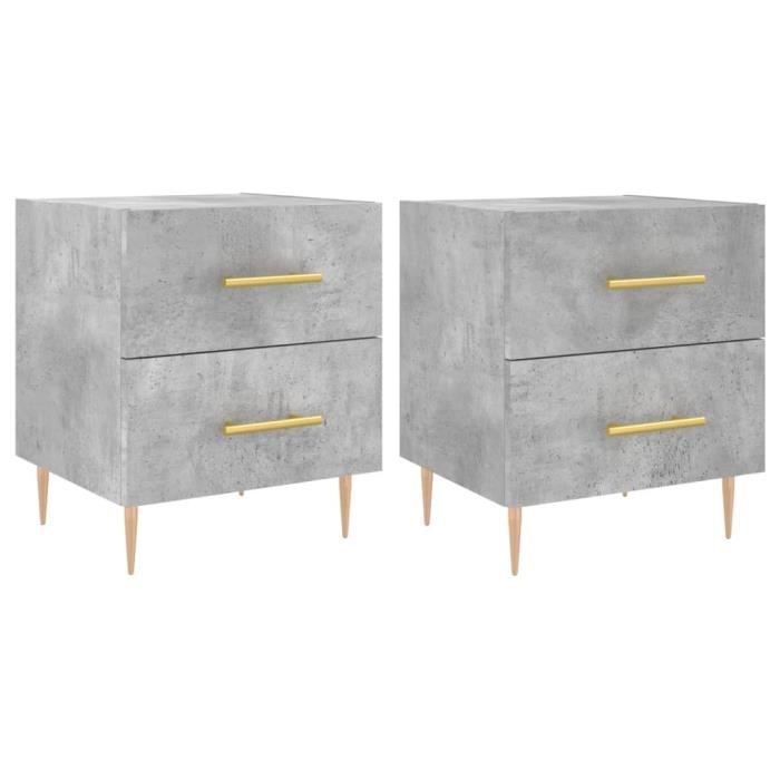 VidaXL Tables de chevet 2pcs gris béton 40x35x47,5cm bois d’ingénierie 827285