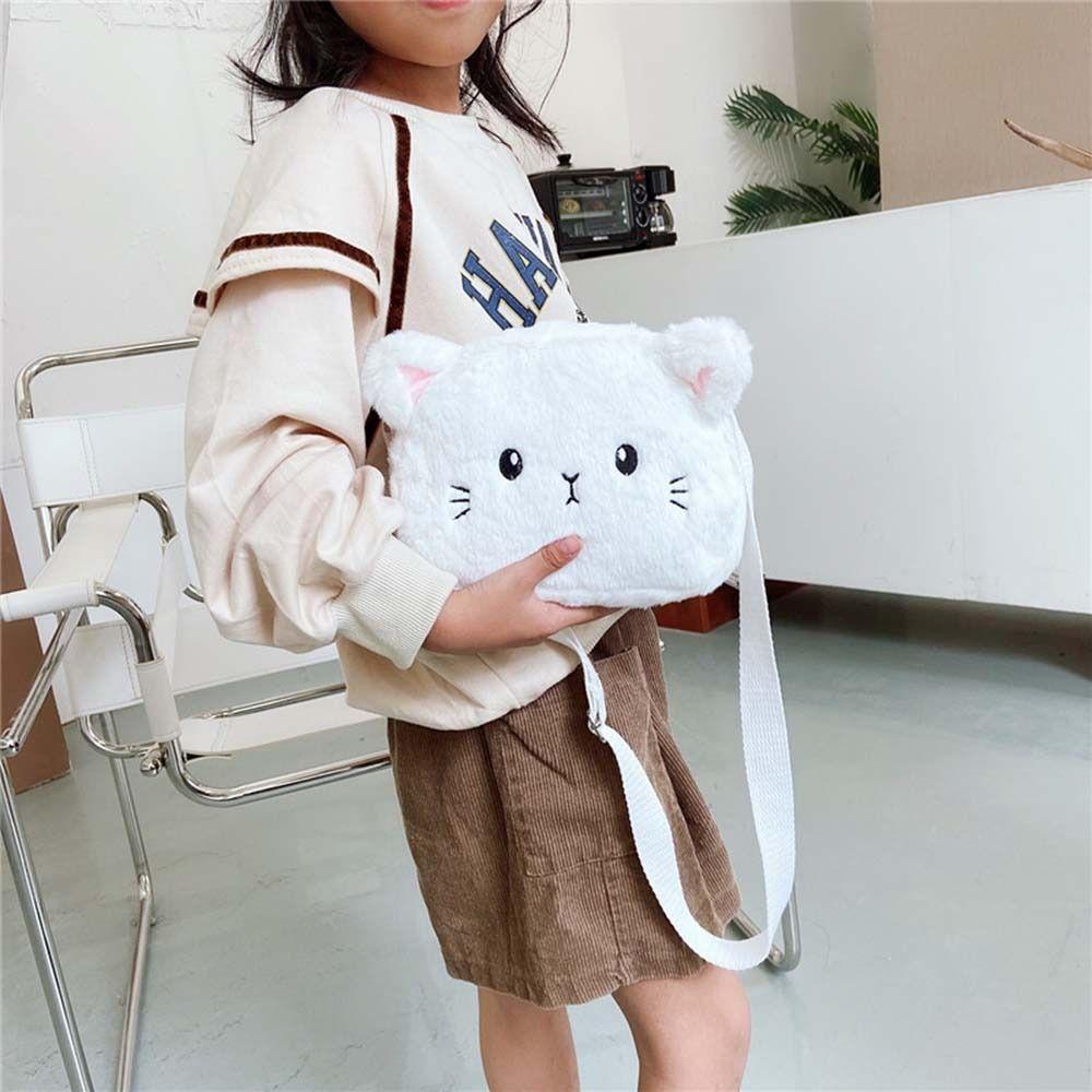 Cartoon Cat Women Handbags Plush Soft Messenger Bag Plush Shoulder Bag  Baby Girls Toy Gift