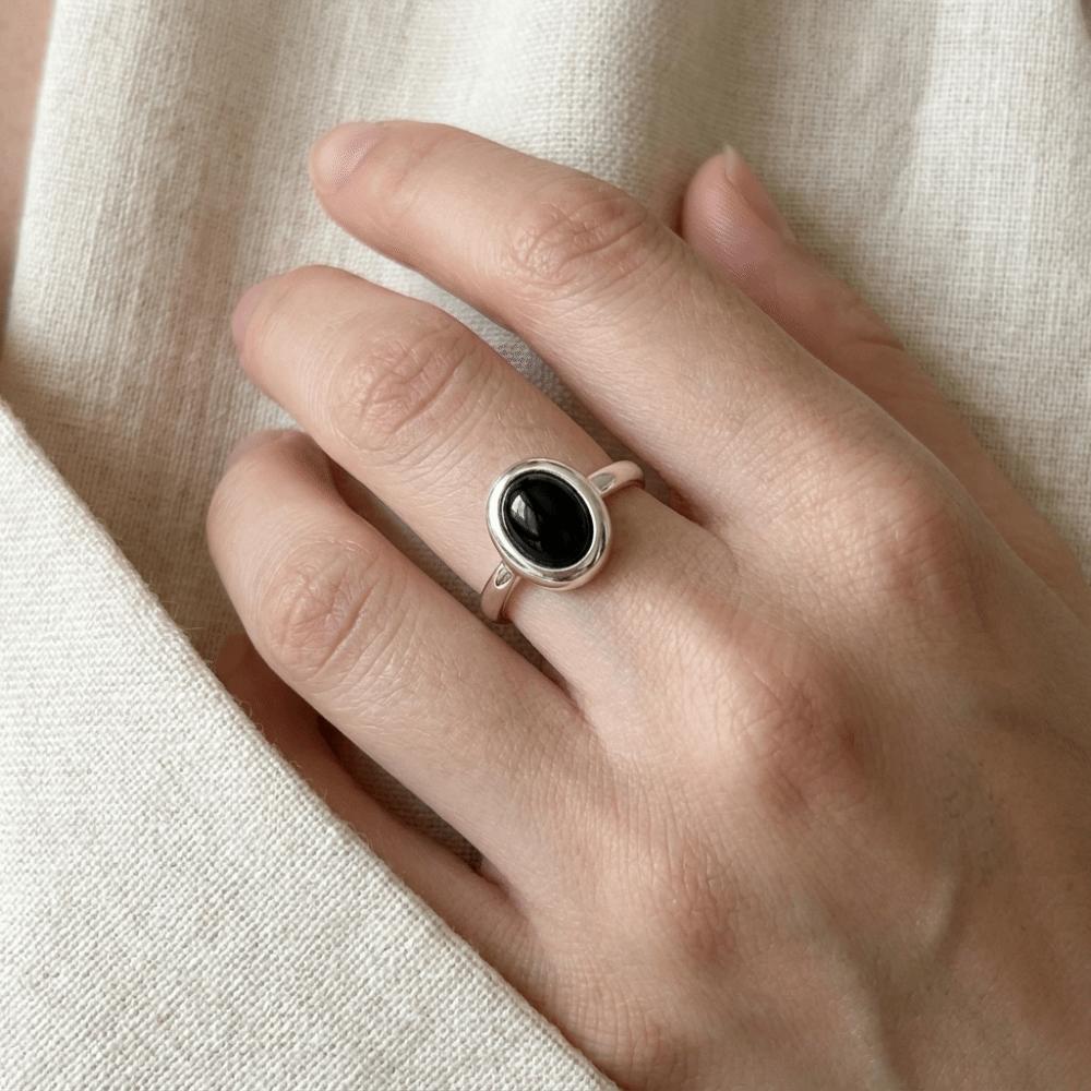 Silver Opening Ring Round Oval Finger Ring Aesthetic Stone Eye Ring Gift