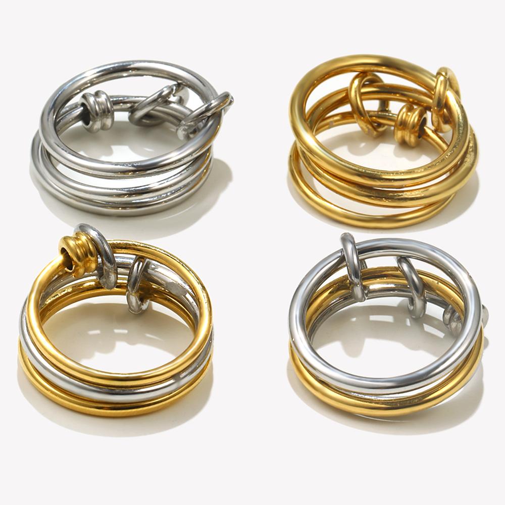 E.B.belle Multiple Layers Strand Loop Indext Finger Rings for Women Lead&nickle Free Stainless Steel Gold Plated Ring