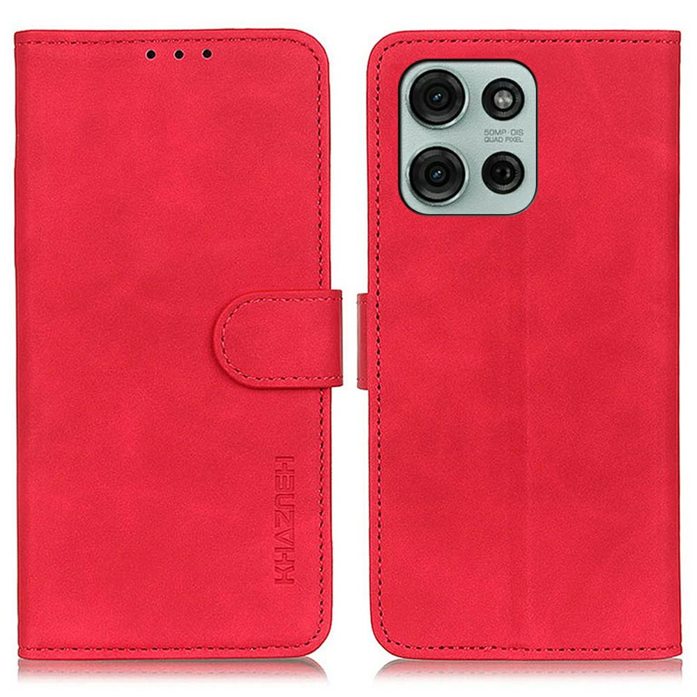 

For Motorola Moto G75 5G Case PU Leather Retro Texture Phone Cover Red