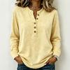 Camicia da Donna Retro a Maniche Lunghe Scollo a V Bottoni Vestibilità Larga Usurata Top