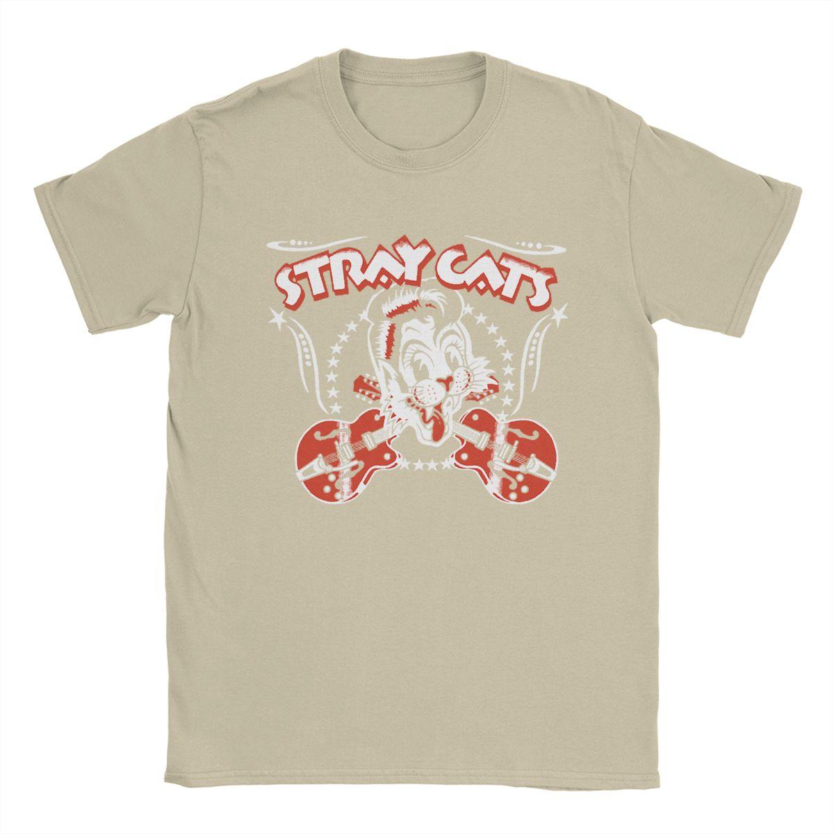 

Гурт Stray Cats Футболка для чоловіків Модна футболка З коротким рукавом Круглий виріз 100% бавовна Ідея для подарунка Одяг XXXXXL хакі