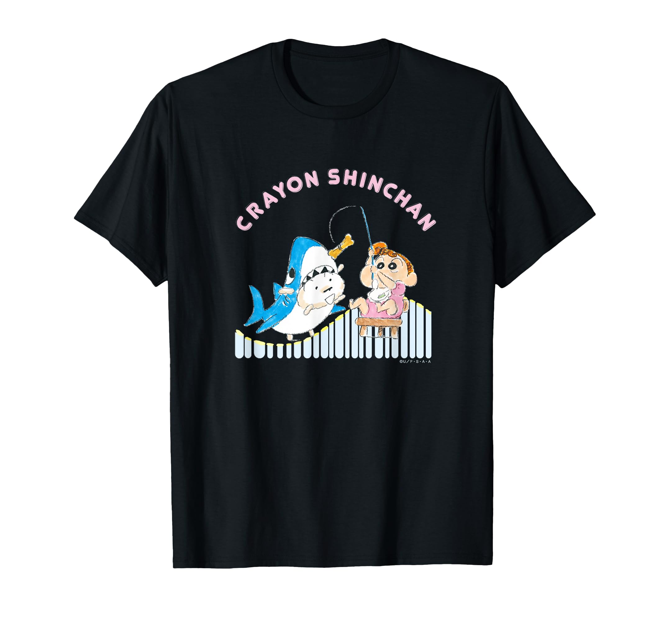 

Crayon Sunflower and Shiro Fishing Shin-chan T-shirt чорний