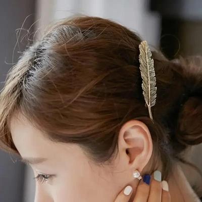 Women Fashion Gifts Leaf Feather Hair Clip Slide Jewerly Accessories Popular Womens Headbands Hairpin Decoration Accessories