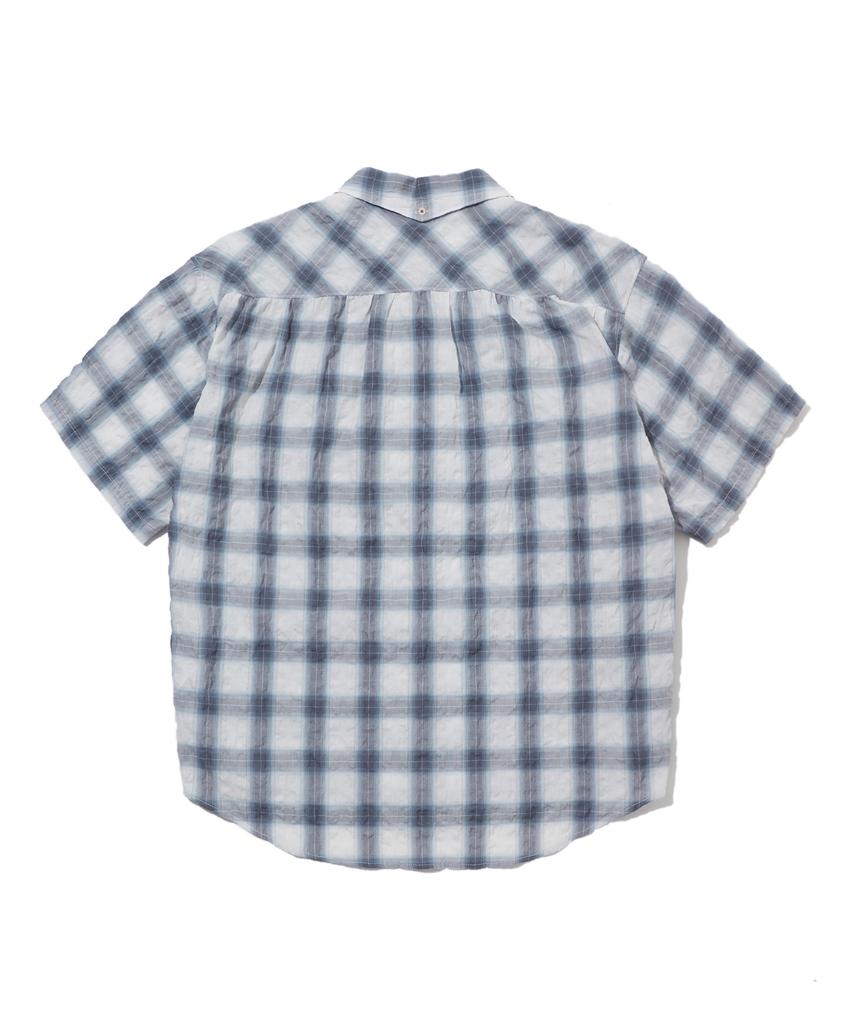 PENFIELD Ombre Seersucker Open Collar Short Sleeve Shirt Blue_Fs1Wr56U