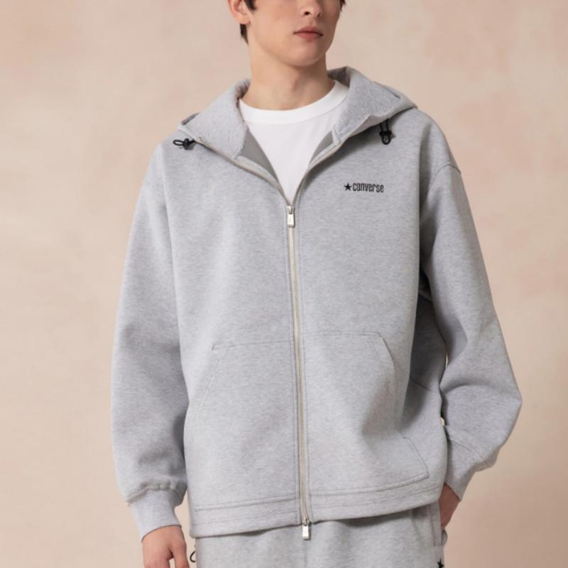 Converse Sweatshirts Men's Gray Hooded Moderate MCH604-GHG