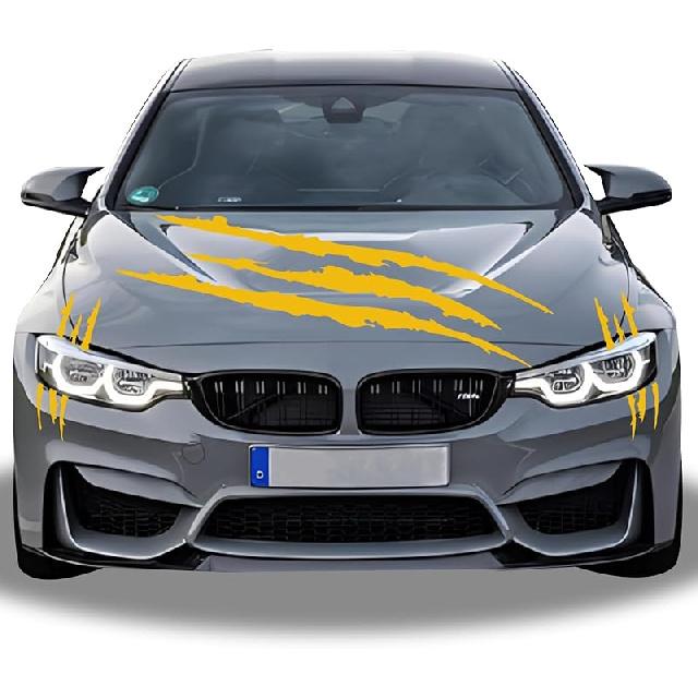 1 Full Set Monster Claw Sticker For Car Hood Decal 1 Set, Car Decals Claw Mark Stickers To Cover Hood Headlights Scratches, Modified