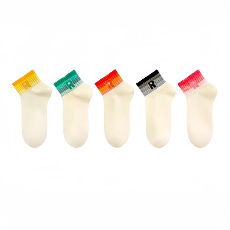 5 Pairs of Women Spring and Autumn Style Pure Cotton Deodorant Sports Socks