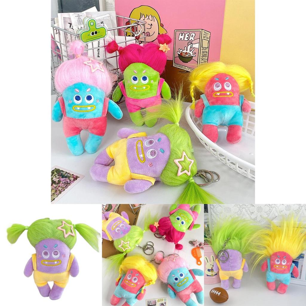 Adorable Fluffy Plush Keychain Doll Cute Cartoon Character For Girls And Students