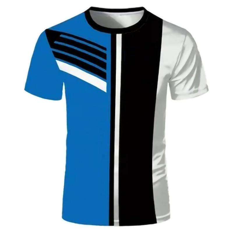 

2023 Новая футболка, летняя мужская модная повседневная футболка с 3D коротким рукавом и принтом M синий