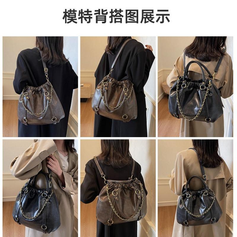 Backpack Chain Retro Bag New Tote Bag Autumn and Winter Large Capacity Shoulder Commuter Women's Bag Leisure Bag