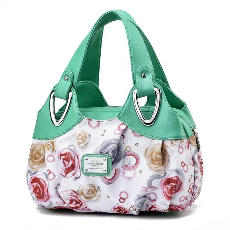 Flower Pu Leather Women Handbag Big Women's Shoulder Bags Famous Brand Design Lady Tote Handbag Colour Printing Crossbody