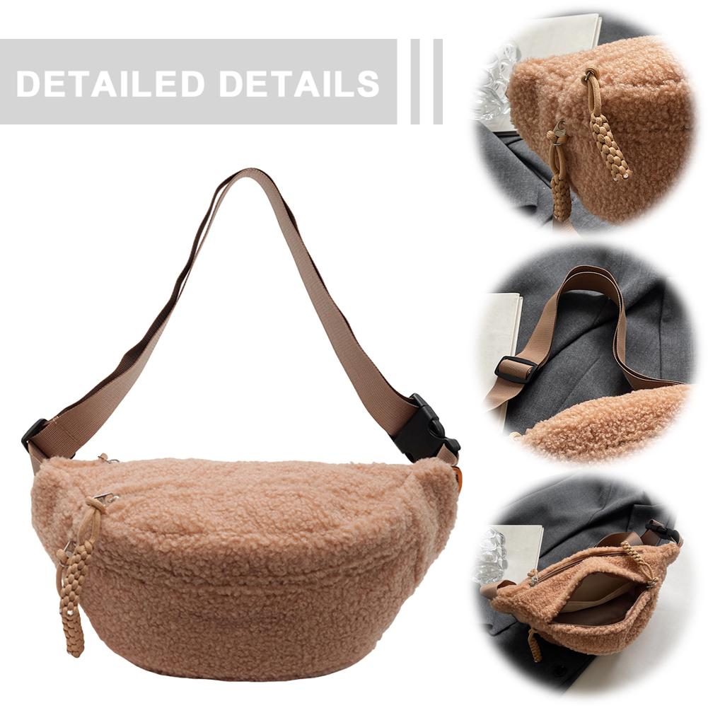 Fleece Sherpa Crossbody Bags for Women Small Size Fanny Pack Winter Plush Waist Bag Cute Bum Hip Waist Pack Waist Bum Bag Pack