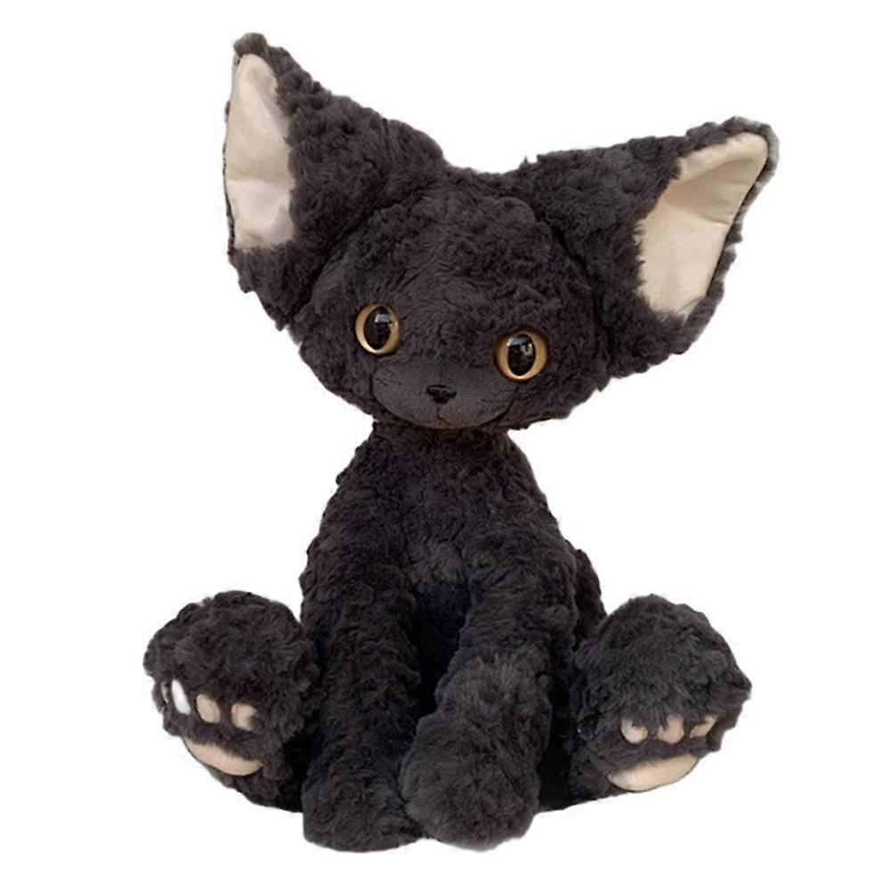 Süßes schwarzes Devon Rex Plüschtier Lebensechte Kuscheltiere Katze Flauschige weiche Puppe