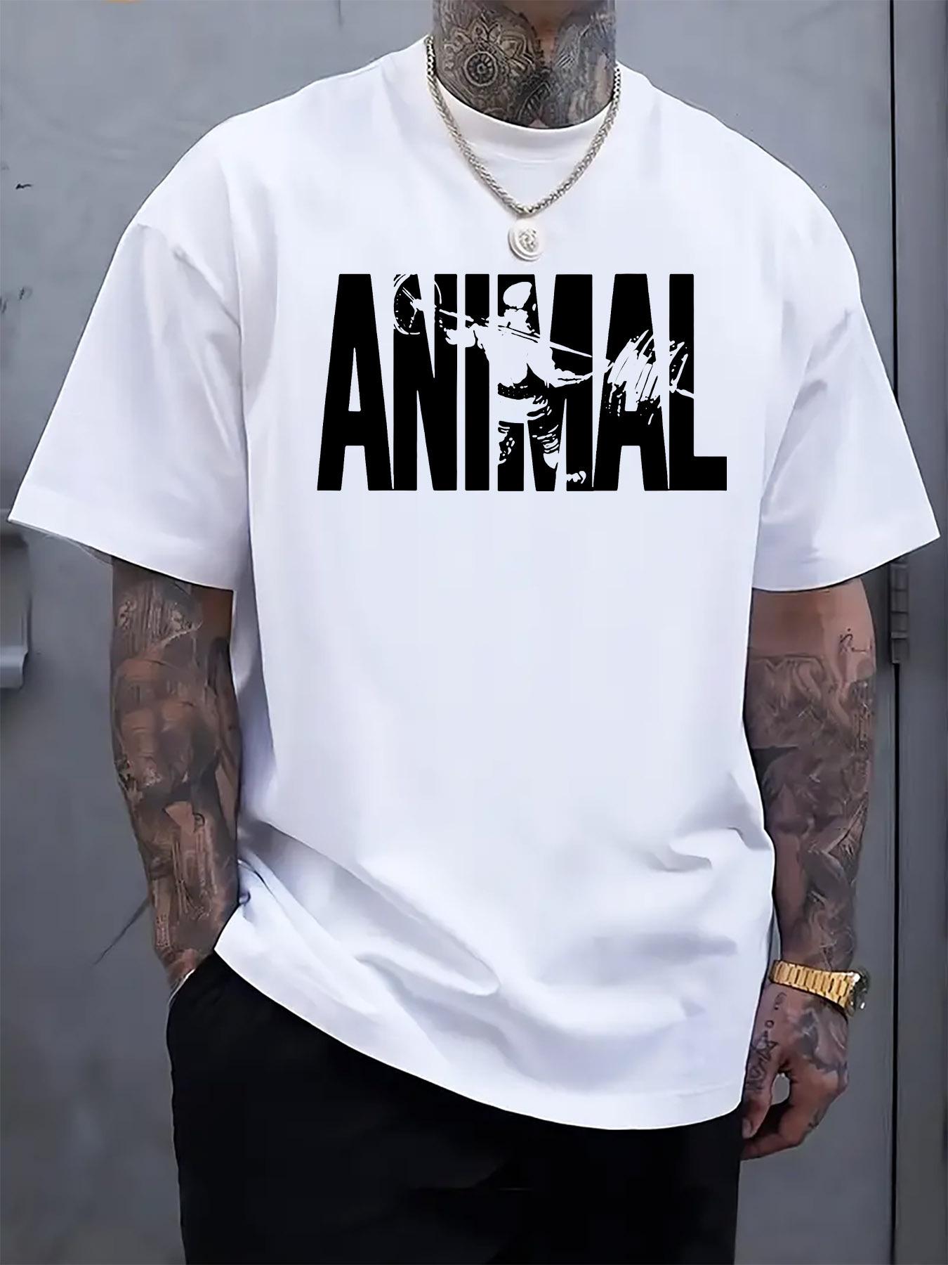 Casual Animal Print Tshirt - Stretchy Polyester Blend L