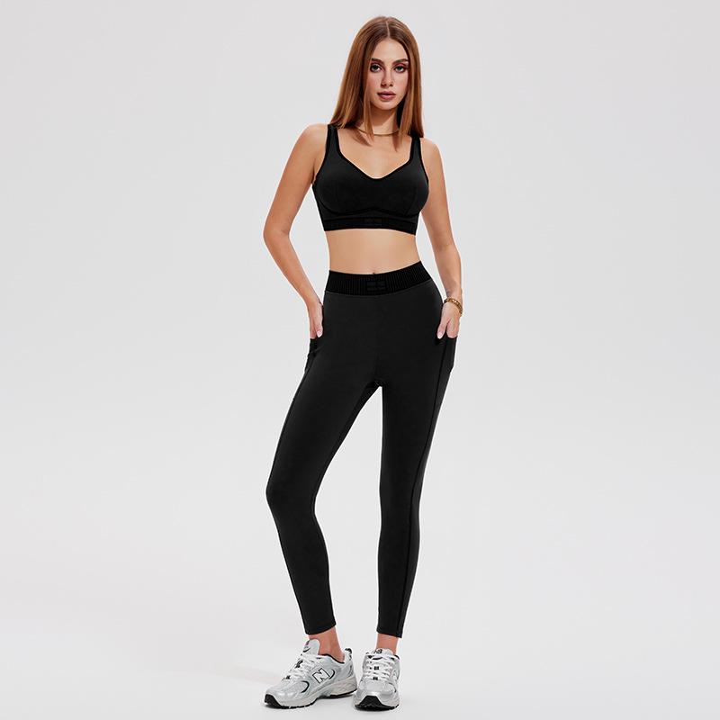 Women's Cross-Border Yoga Set: Stylish Elastic Two-Piece with Chest Pads for Pilates and Fitness