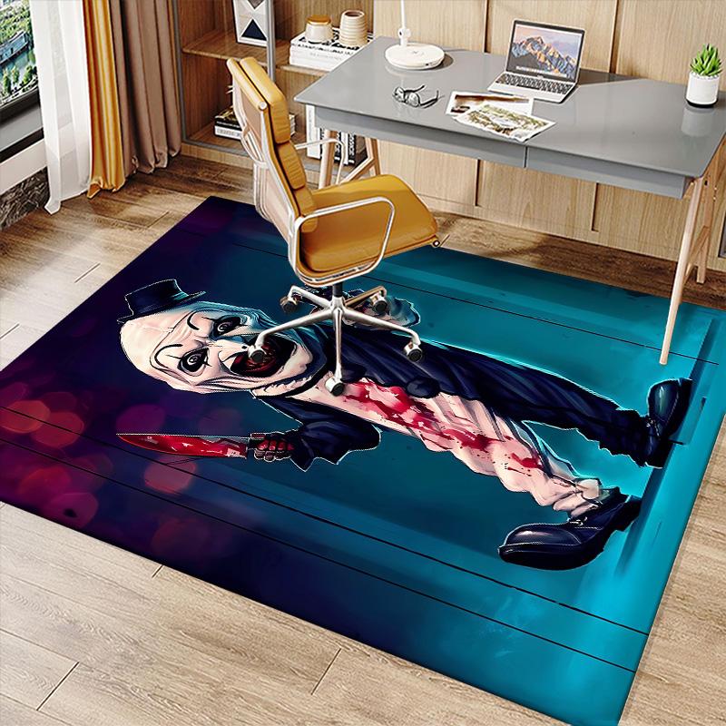 Art the Clown Terrifier Printed Absorbent Washable Carpet, Non-Slip Bathroom Mats, Kitchen Rugs, Yoga Mat,Living Room Entrance, Camping Picnic Rugs
