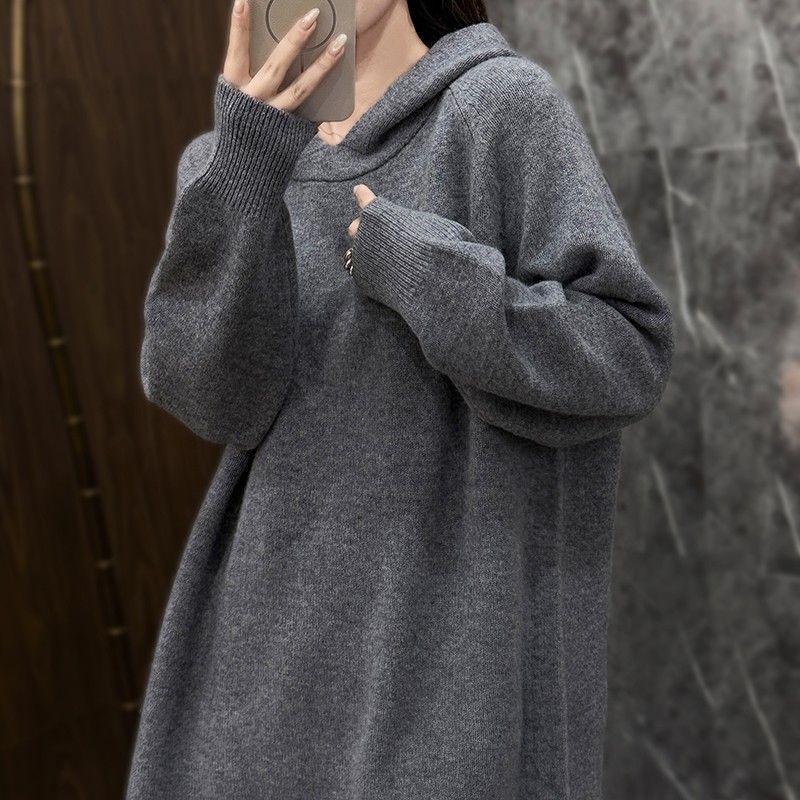 Korean Style Women's Hooded Knit Sweater: Autumn/Winter Loose Pullover with Long Sleeves