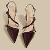 Women's Baotou Sandals  Summer New Pointed Toe Shallow Bow Temperament with Skirt Stiletto Wear High Heels Outside