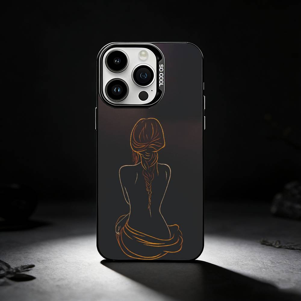 Sexy Body curve Art Phone Case For iPhone 17,16,15,14,13,12,11 Plus,Pro Max,XS,Colored silver phone case