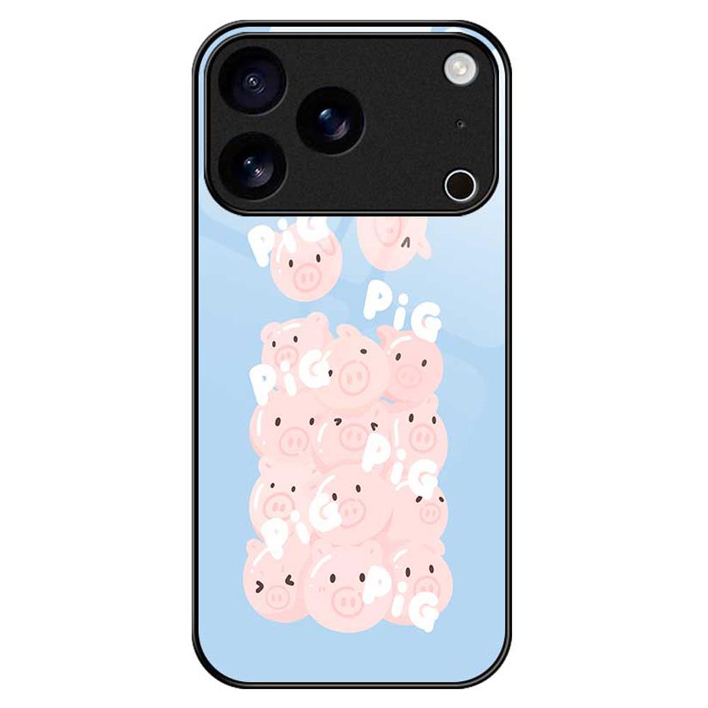 For iPhone 17 Pro Max Case Anti Drop TPU PC Tempered Glass Pattern Printing Phone Back Cover