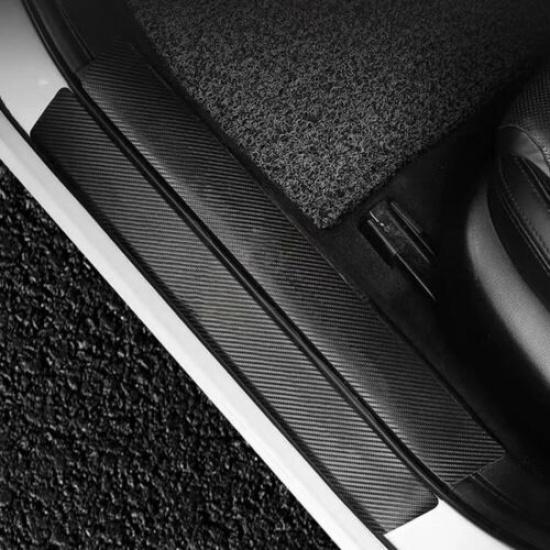 Car Door Sill Scuff Cover Plate Vinyl Sticker Carbon Fiber Protector Accessories