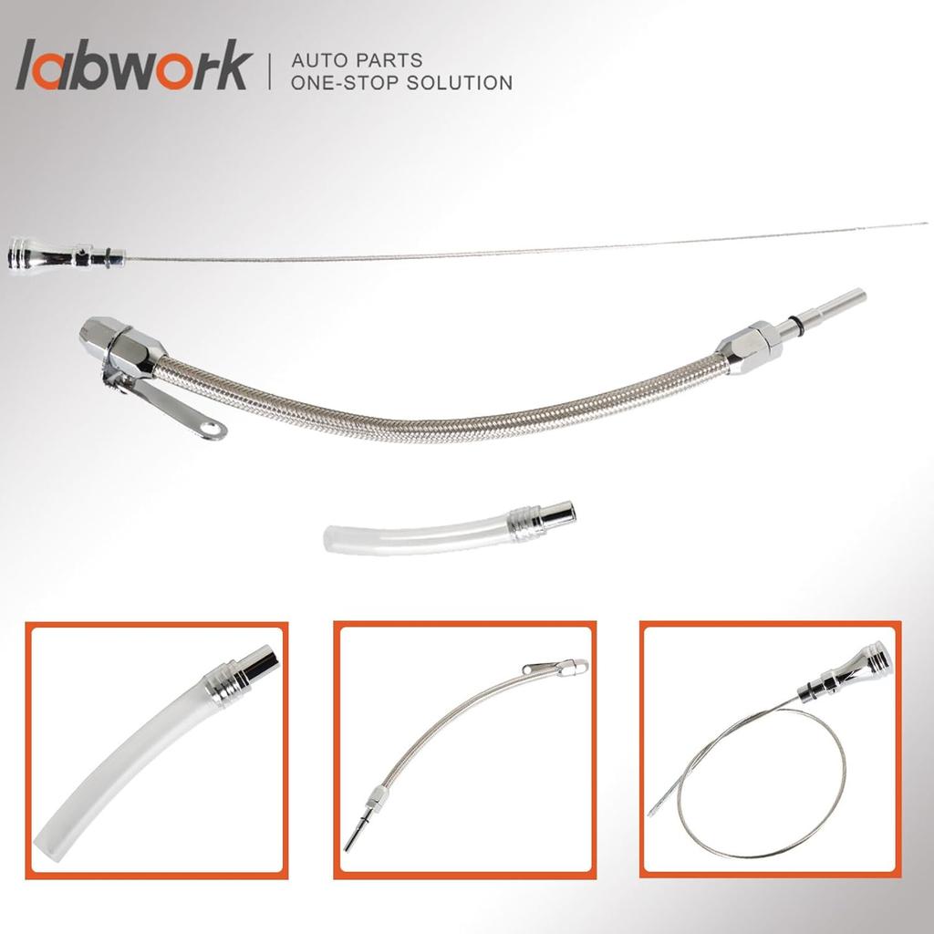 Labwork Flexible Stainless Oil Dipstick Replacement For LSX LS1 LS2 LS6 4.8L 5.7L 6.0L 6.2L Engines