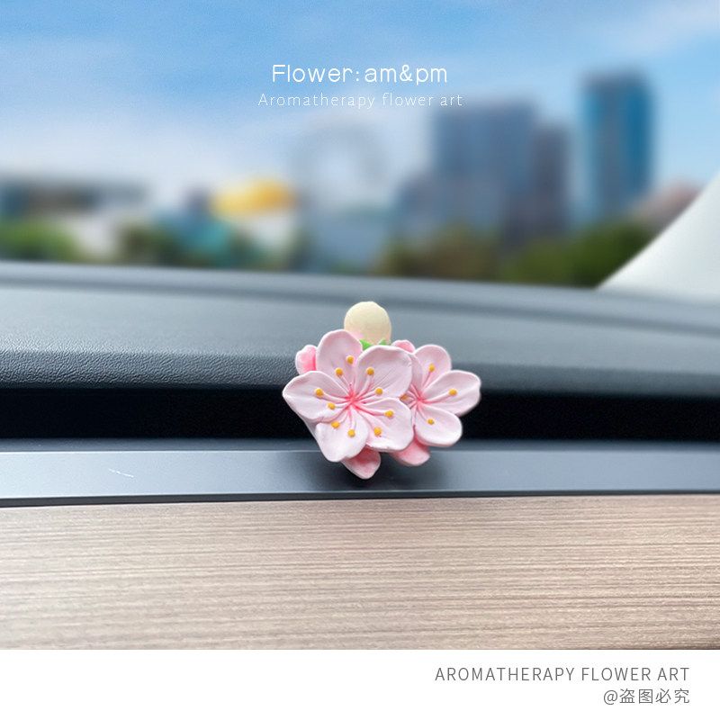 

Cute Peach Blossom Car Air Freshener Air Vent Perfume Car Hanging Ornament Diffuser Stone Accessory with a High-End Feel Pink Peach Blossom Floral tone