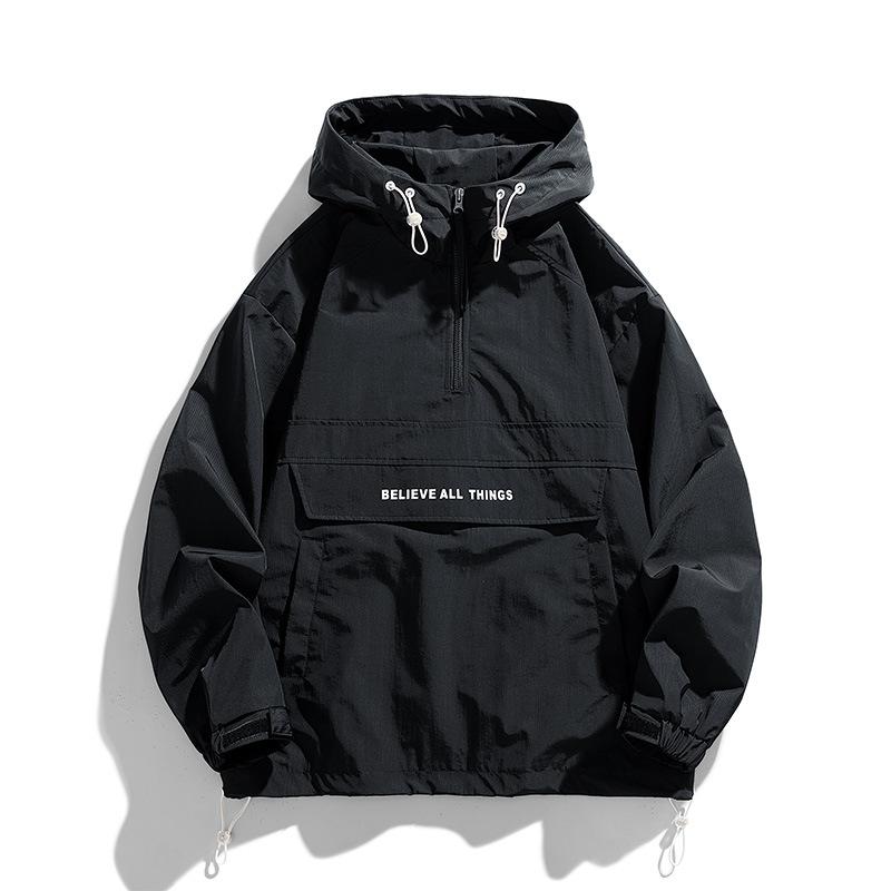 Suspense Jacket Spring and Autumn New Loose and Handsome Outdoor Windproof Semi-zipper Hooded Jacket